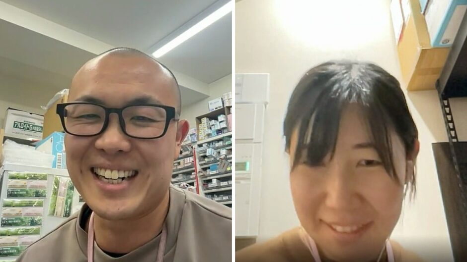 対談する まんまる薬局 OMF光が丘の小日向優哉さんと RWG青砥の星野真弓さん